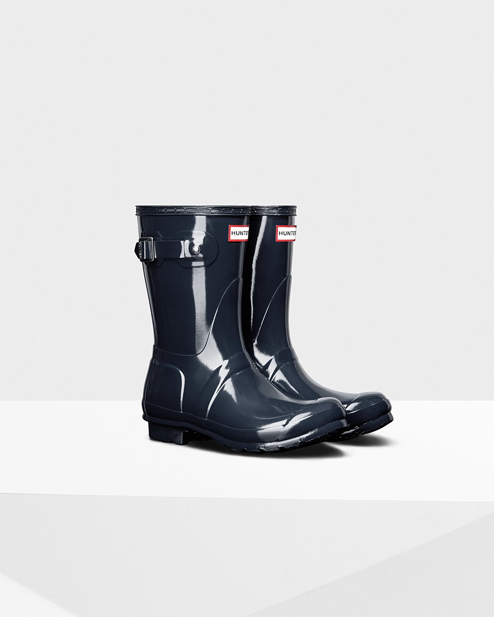 Womens Hunter Original Gloss - Short Rain Boots Navy - 9182-MNTAR